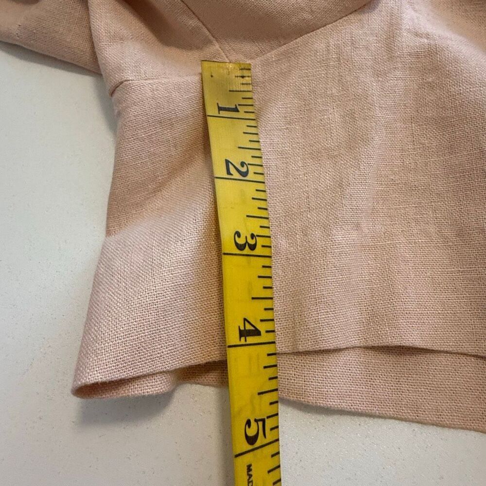 Sigrid Olsen Shorts Linen Blend Salmon Pink Belted Elastic Back Size 6 Preppy - Picture 7 of 11